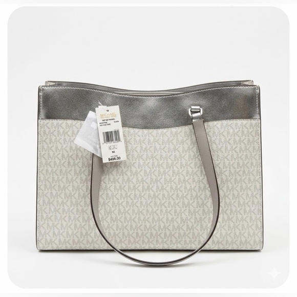 Michael Kors Handbags - Michael Kors Metallic Silver and Cream Shoulder Bag with matching wallet
